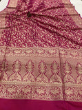 Pink Banarasi Handloom Pure Katan Silk Saree - Aura Benaras