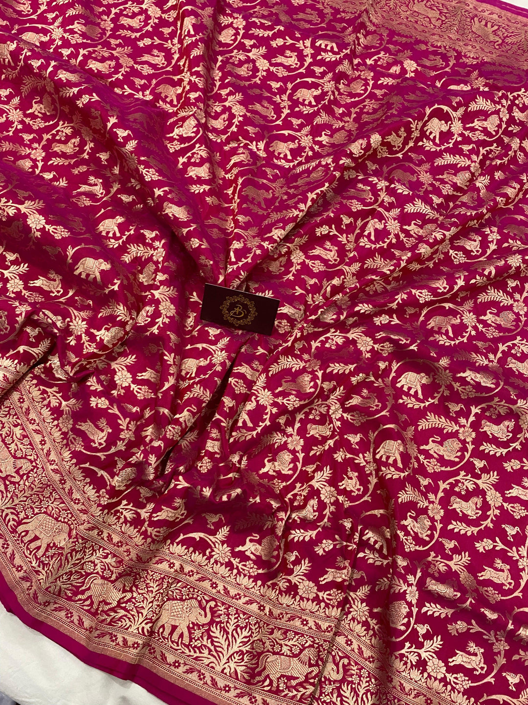 Pink Banarasi Handloom Pure Katan Silk Saree - Aura Benaras