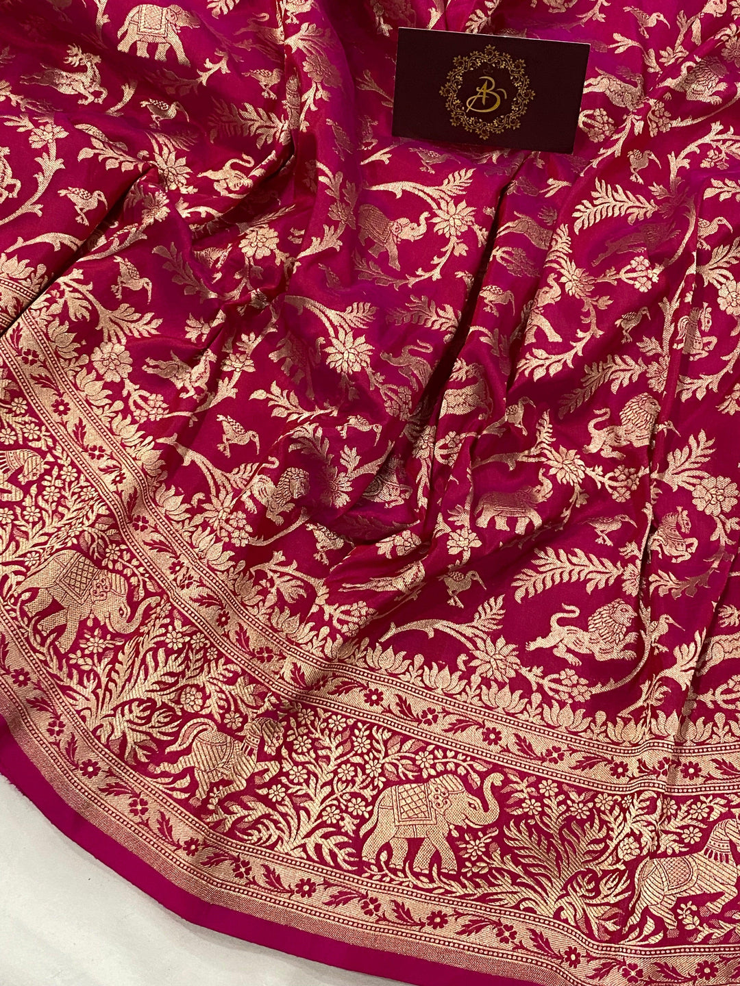 Pink Banarasi Handloom Pure Katan Silk Saree - Aura Benaras