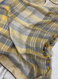  Grey Handloom Pure Linen Silk Saree - Aura Benaras