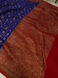 Royal Blue Banarasi Handloom Pure Khaddi Georgette Saree - Aura Benaras