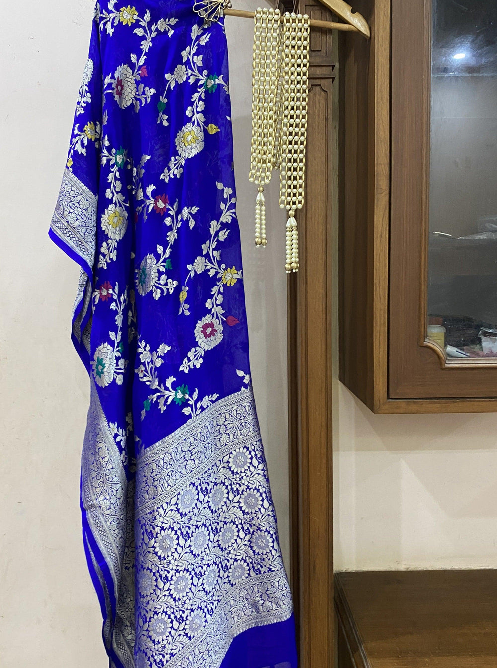 Royal Blue Pure Banarasi Khaddi Georgette Dupatta