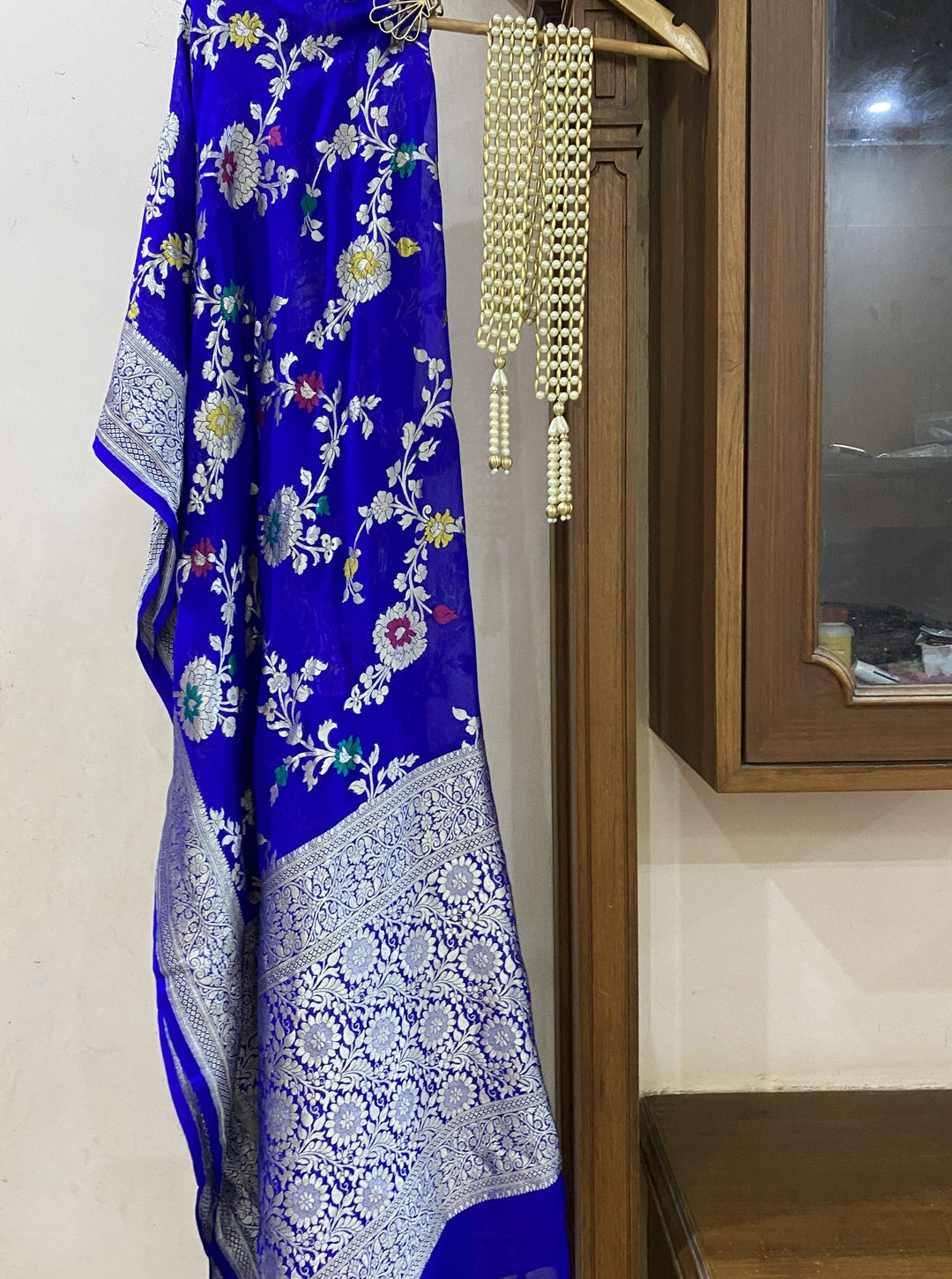 Royal Blue Pure Banarasi Khaddi Georgette Dupatta