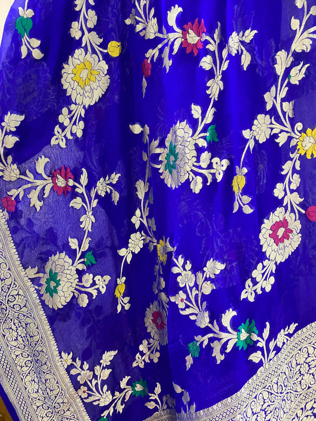 Royal Blue Pure Banarasi Khaddi Georgette Dupatta