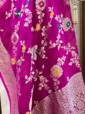 Pink Pure Banarasi Khaddi Georgette Dupatta - Aura Benaras