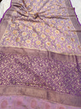 Lavender Banarasi Handloom Pure Georgette Saree - Aura Benaras