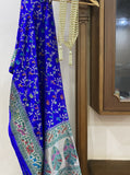 Royal Blue Pure Banarasi Khaddi Georgette Dupatta - Aura Benaras