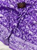 Purple Pure Khaddi Georgette Banarasi Handloom Saree - Aura Benaras