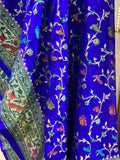 Royal Blue Pure Banarasi Khaddi Georgette Dupatta - Aura Benaras