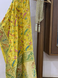 Yellow Pure Banarasi Khaddi Georgette Dupatta - Aura Benaras