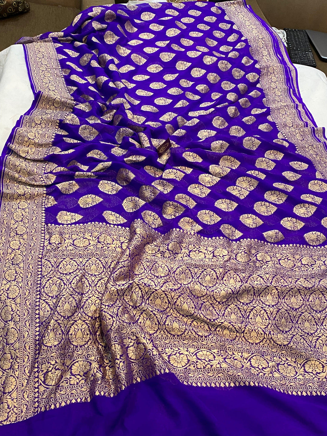 Purple Pure Banarasi Khaddi Georgette Saree