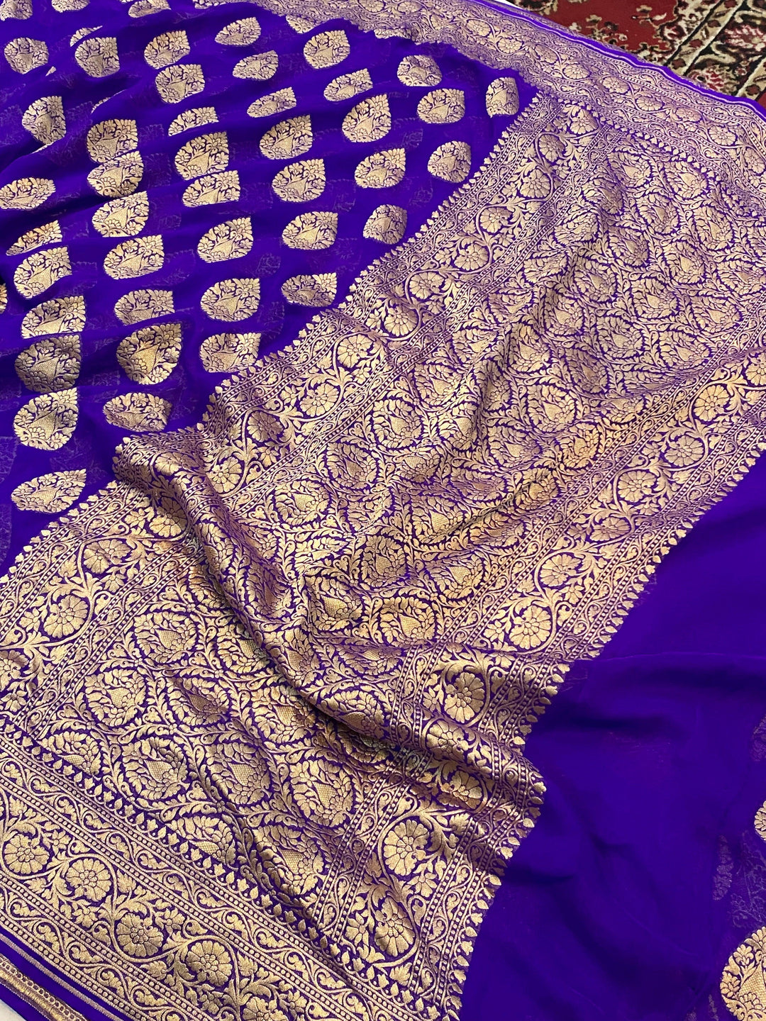 Purple Pure Banarasi Khaddi Georgette Saree