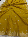 Mustard Yellow Banarasi Handloom Katan Silk Saree - Aura Benaras