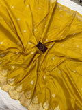 Mustard Yellow Banarasi Handloom Katan Silk Saree - Aura Benaras
