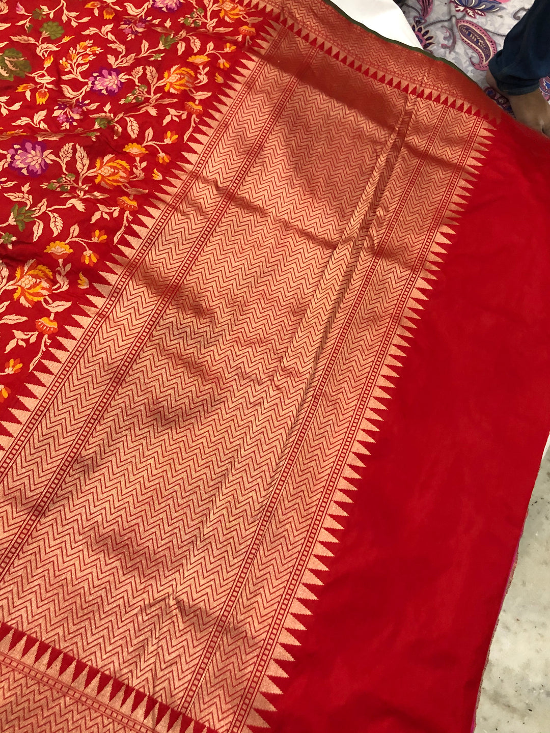 Red Meenakari Banarasi Handloom Pure Katan Silk Saree - Aura Benaras