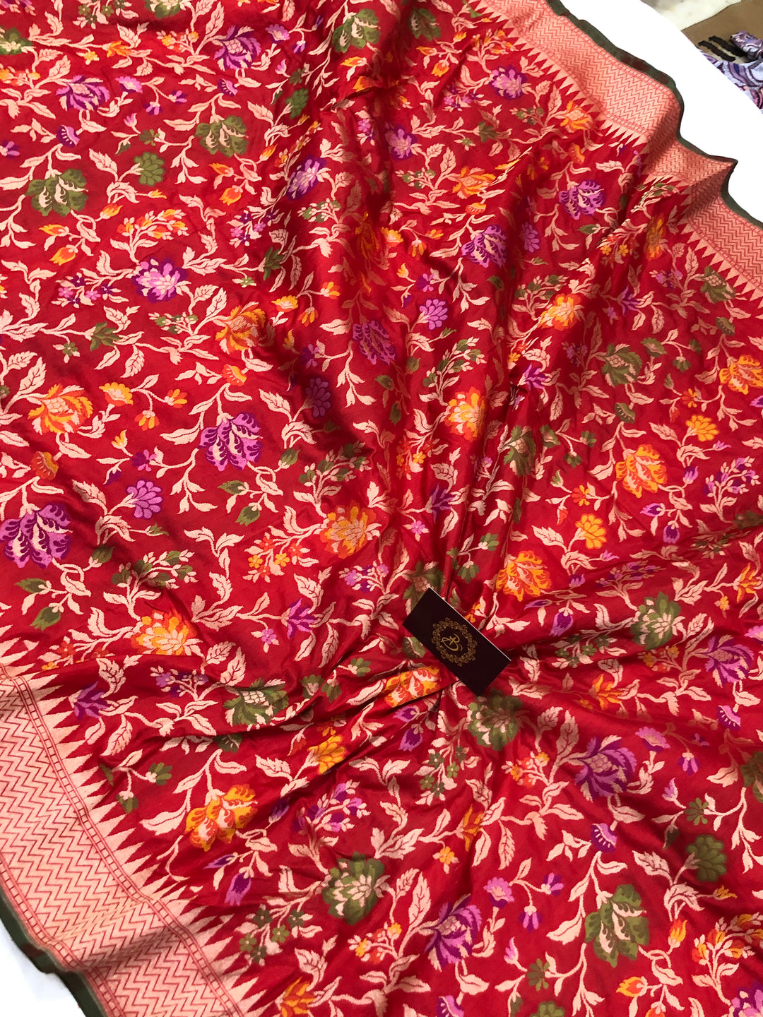 Red Meenakari Banarasi Handloom Pure Katan Silk Saree - Aura Benaras