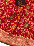 Red Meenakari Banarasi Handloom Pure Katan Silk Saree - Aura Benaras