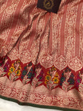 Red Jamawar Banarasi Handloom Pure Katan Silk Saree - Aura Benaras