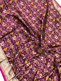 Purple Patola Banarasi Handloom Katan Silk Saree - Aura Benaras