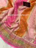 Baby Pink Rangkaat Banarasi Khaddi Georgette Saree - Aura Benaras
