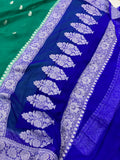 Teal Green Banarasi Handloom Pure Georgette Silk Saree - Aura Benaras
