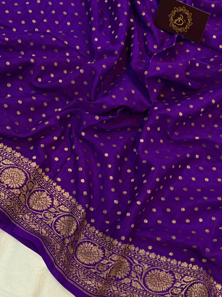Purple Pure Banarasi Khaddi Crepe Silk Saree - Aura Benaras
