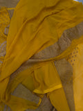 Mustard Yellow Pure Khaddi Georgette Banarasi Handloom Saree - Aura Benaras