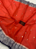 Red Banarasi Handloom Pure Georgette Silk Saree - Aura Benaras
