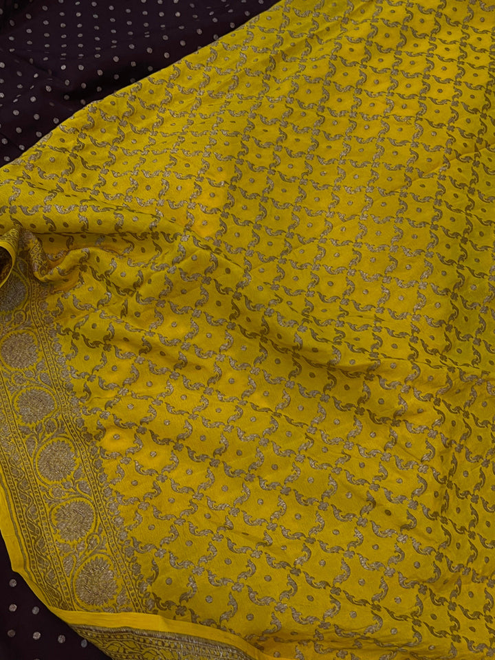 Coffee Brown Pure Banarasi Khaddi Crepe Silk Saree - Aura Benaras