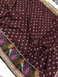 Burgundy Meenakari Handloom Pure Katan Silk Saree - Aura Benaras