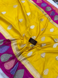 Yellow Kadwa Banarasi Handloom Pure Katan Silk Saree - Aura Benaras