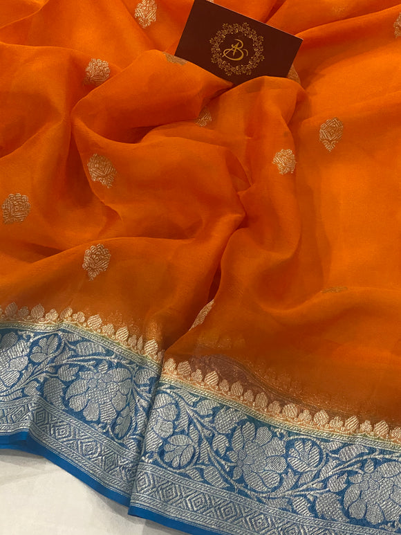 Buy online Women Orange Self Design Handloom Saree With Blouse from ethnic  wear for Women by Sarika for ₹2979 at 54% off | 2024 Limeroad.com