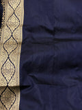 Navy Blue Meenakari Banarasi Handloom Pure Katan Silk Saree - Aura Benaras