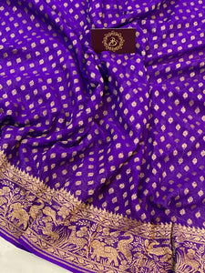 Purple Pure Banarasi Khaddi Georgette Saree - Aura Benaras