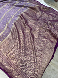 Patel Lavender Banarasi Handloom Pure Khaddi Georgette Saree - Aura Benaras