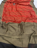 Red Banarasi Handloom Pure Georgette Silk Saree - Aura Benaras