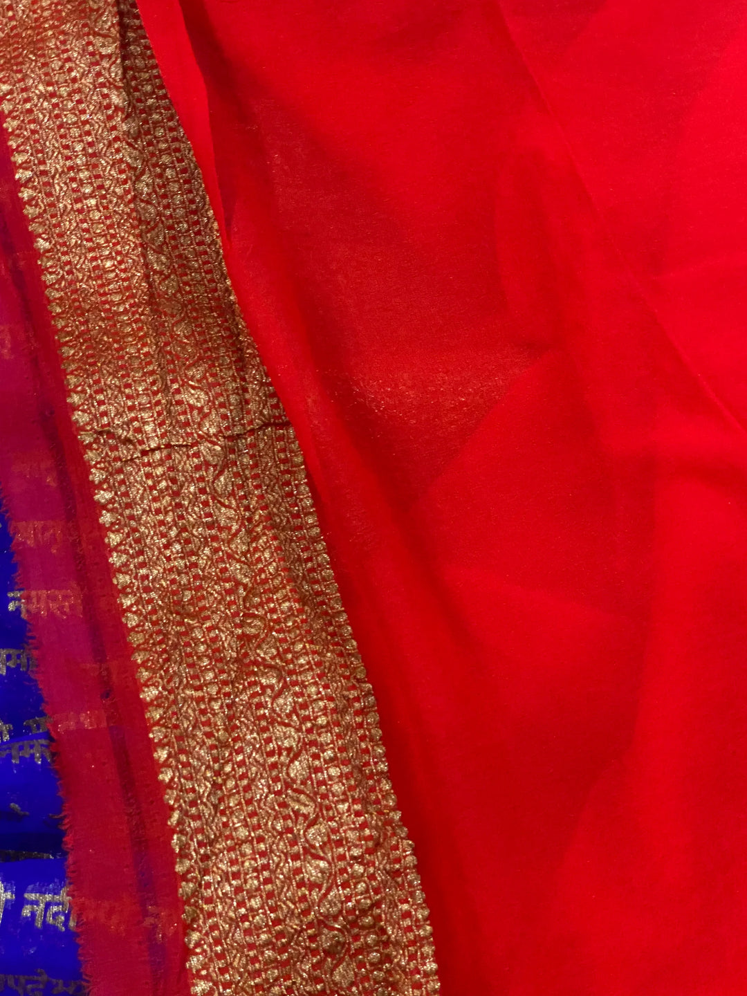 Royal Blue Banarasi Handloom Pure Georgette Silk Saree - Aura Benaras