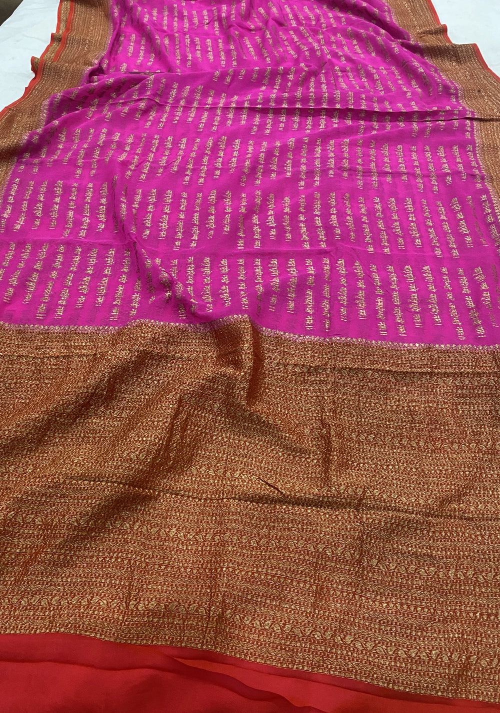 Pink Banarasi Handloom Pure Georgette Silk Saree - Aura Benaras