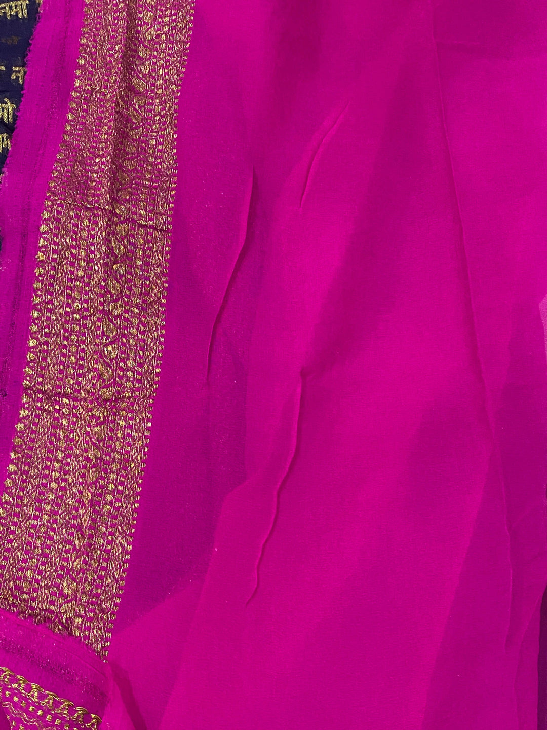 Navy Blue Banarasi Handloom Pure Georgette Silk Saree - Aura Benaras