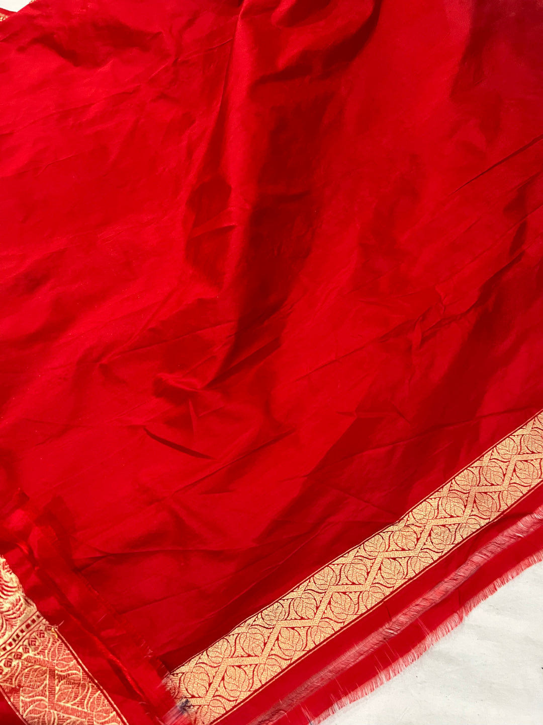 Red Jaal Pure Banarasi Handlloom Katan Silk Saree - Aura Benaras