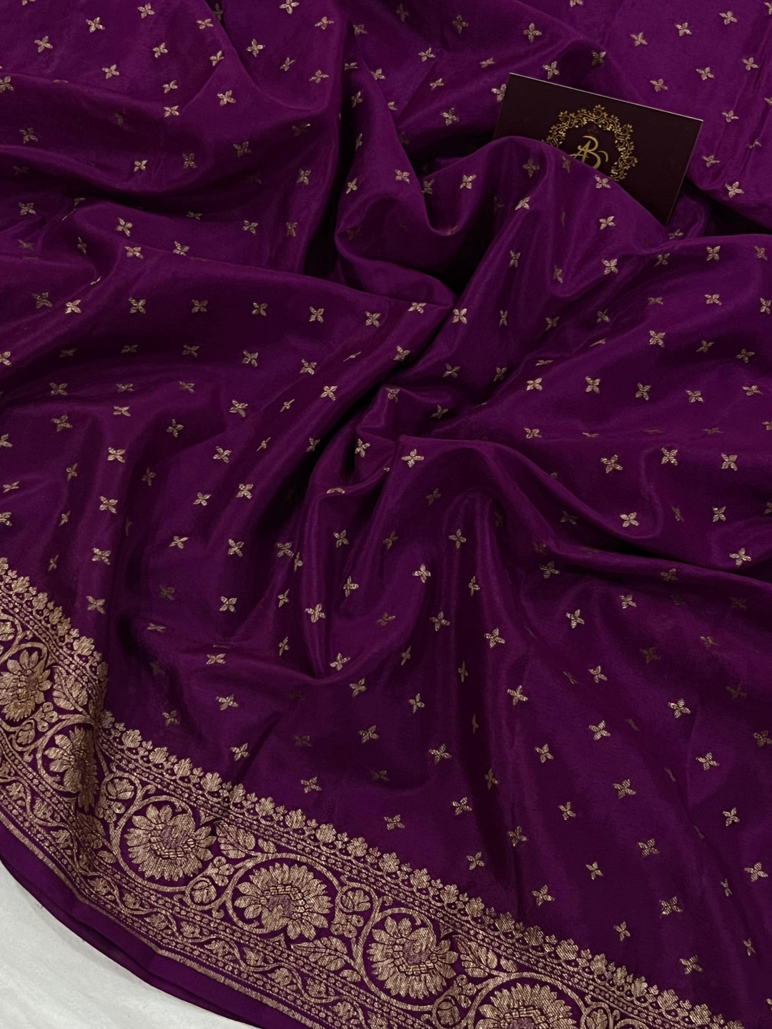 Wine Pure Banarasi Khaddi Crepe Silk Saree - Aura Benaras