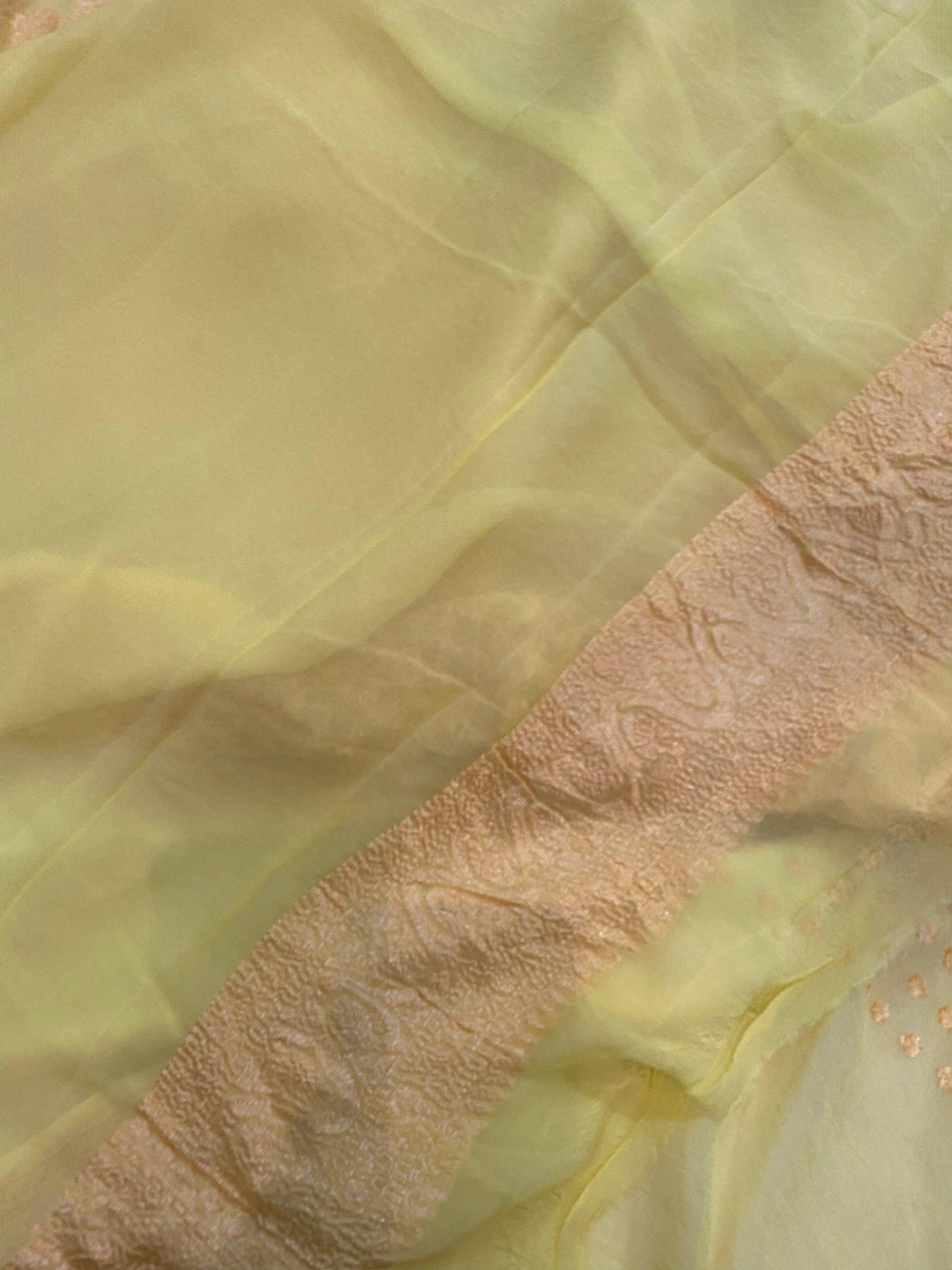 Lemon Yellow Pure Banarasi Khaddi Georgette Saree - Aura Benaras