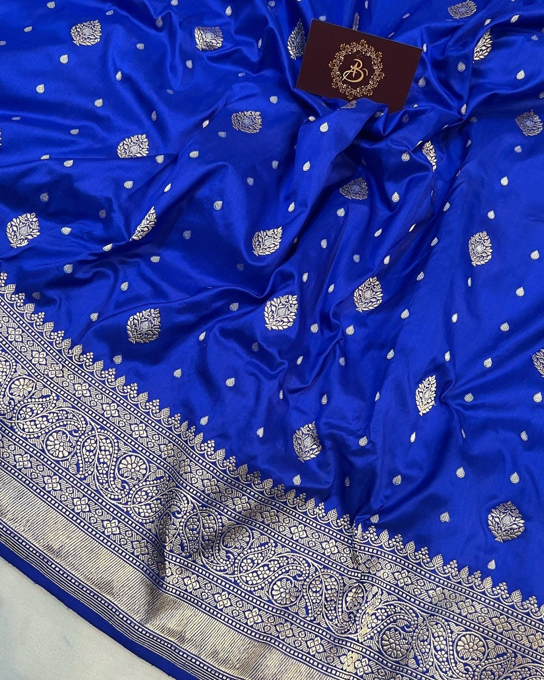 Royal Blue Pure Banarasi Handloom Katan Silk Saree - Aura Benaras