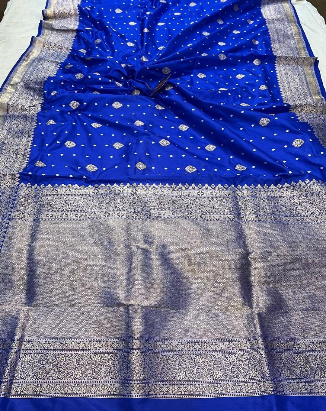 Royal Blue Pure Banarasi Handloom Katan Silk Saree - Aura Benaras