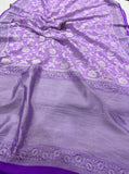 Lavender Banarasi Handloom Pure Khaddi Georgette Saree - Aura Benaras