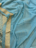 Pastel Blue Pure Banarasi Handloom Georgette Saree - Aura Benaras