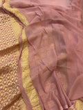 Old Rose Pure Banarasi Handloom Georgette Saree - Aura Benaras