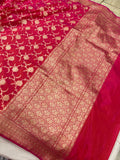 Strawberry Pink Pure Banarasi Handloom Katan Silk Saree - Aura Benaras