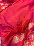 Strawberry Pink Pure Banarasi Handloom Katan Silk Saree - Aura Benaras