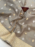 Grey Banarasi Handloom Kora Silk Saree